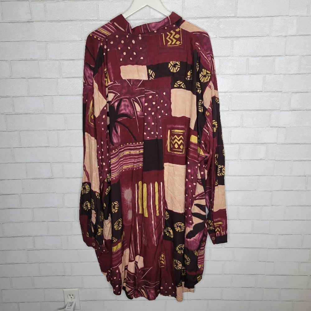 Bella Vintage Pink Black Gold Button Down Long Sleeve Shirt - Picture 3 of 3